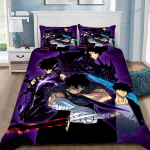 Anime Solo Leveling Tekikott Padjap&uuml;&uuml;r Voodipesukomplekt T&auml;iskasvanud Poiss T&uuml;druk Magamistoa Kaunistus Laste Kingitus &Uuml;he- v&otilde;i Kahekohaline Suur Suurus US Twin(172x218cm) black