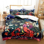 Anime Lupin Kolmas Kaevandus Fujiko Voodipesu Komplekt Poistele T&uuml;drukutele Twin Queen Suurus Tekikott Padjap&uuml;&uuml;r Voodi Lapsed T&auml;iskasvanu Kodutekstiil 70x133cm 2pcs