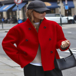 British Heritage Wool Topcoat 2025 - Double Breasted Melton Coat W/ Notched Collar, Refined Smart Casual Outerwear for Work to Weekend M punane