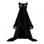 Halloweeni kantav kapuutsiga pleed t&auml;iskasvanutele Pehme flanellist kapuutsiga keep taskuga K&otilde;rvits Must kass Cosplay kost&uuml;&uuml;m Halloweeni pidude jaoks roheline