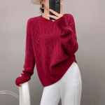 Qinghe 100% puhas ka&scaron;miir naiste kampsun - &Uuml;lipehme luksuslik talvine pullover XXL punane