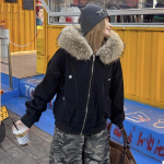 Korea versioon Naiste Must Mood Suur Suurus Kapuutsiga T&otilde;mblukuga Parka Talvine Hall Soe L&otilde;tv Puuvillane Jakk Paks Vabaaja Trendikas XS must