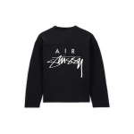 Nike X Stussy &uuml;hiskaubam&auml;rgiga FW23 logo printimine v&otilde;rgusilma pikkade varrukatega T-s&auml;rk Unisex topsid, must FJ9165-010 XL