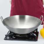 Durable Stainless Steel Wok with Handles for Cooking And Frying on Gas Diameter 28cm
