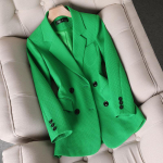 Kevad-s&uuml;gis uus naistejope &scaron;ikk elegantne vabaaja sportlik naiste &uuml;likond Korea mood Luksuslik jope naistele bleiserid 4XL roheline