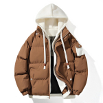 V&otilde;lts kahest&uuml;kiline meeste kapuutsiga puuvillane paks talvejope teismelistele Vabaaja jope Sobiv M brown