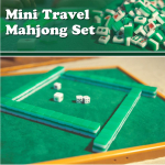 Mini Mahjongi komplekt kokkupandava mahjongilaua ja mahjongim&auml;ngu komplektiga reisimiseks, pere vaba aja veetmiseks, siseruumides roheline