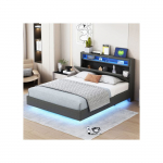 Valgustatud - MUVOE - 140x200 cm - USB-pistikupesa - LED-valgustus - P&ouml;&ouml;ratav peats hall