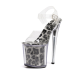 20CM Naiste &Uuml;he Rihmaga Kristall-Stilettosandalid - L&auml;bipaistev Leopardi Muster 35 valge/leopard
