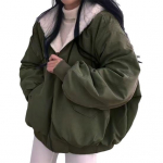 Naiste talvejakk fliisvoodriga, kahepoolne parka, kapuutsiga, lukuga, taskutega, vabaaja soe &uuml;ler&otilde;ivas XL armee roheline v&auml;rv