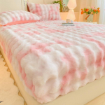 J&auml;nese pl&uuml;&uuml;sist s&uuml;gava taskuga voodilina Talvine paks soe madratsikaitse Pehme kohev kaheinimesevoodi madratsikate 2XPillowcase(48x74cm )