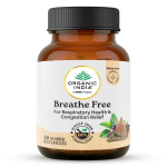 Organic India Breathe Free 60 taimekapslit hingamisteede mugavuse, ummikute leevenduse ja kopsude toetamiseks, looduslik taimne valem