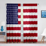 Iseseisvusp&auml;eva Ameerika lipuga t&uuml;llkardin magamistoa akende kaunistuste jaoks Elutoa triibud, &scaron;ifoonist l&auml;bipaistvad kardinad 1 PCS W100XH250cm&Rod Pocket