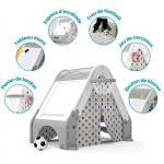 DEVESSPORT Tente de jeu - 4 en 1 - Mur d'escalade - Panier de basket - Tableau cr&eacute;atif puhas