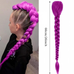 S&uuml;nteetiline punutud lilla juuksepikendus Ponytail Rumi kost&uuml;&uuml;mi soeng 26-tolline pikk ponytail klambritega lastele t&uuml;drukutele Halloweeni j&otilde;uludeks 26inches