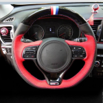 Hand-stitched non-slip black red leather Carbon Fiber car steering wheel cover For Kia Sportage KX5 K5 Optima 2016-2018 style 3
