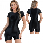 Naiste l&uuml;hikeste varrukatega Rashguardi ujumistrikood, &uuml;hes t&uuml;kis Bodycon l&uuml;hikesed p&uuml;ksid, Slim Fitness Romper M valge
