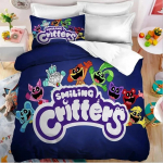3D prindiga Smilings Critters koomiksiteemaline voodipesukomplekt Kahekohaline Twin King Tekikate Tekk Padjap&uuml;&uuml;r Poistele T&uuml;drukutele T&auml;iskasvanute Magamistuba EU Single(135*200cm)3pcs