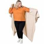 Flanellist kantav tekk-poncho Pehme tekk-keep k&auml;eavade taskutega Soe ja hubane tekk-wrap t&auml;iskasvanutele Kodu kontor Reisimugavus khaki