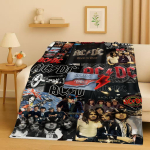 HD A-ACDC Rock Band Brian Muusika Multikas Flanellitekk, &Uuml;lipehme Soe Pl&uuml;&uuml;sist Visketekk Kodu Magamistoa Voodi Diivani Katteks Laste Piknikuks 100x150cm