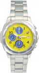 SEIKO SND409 Kollase sihverplaadiga Kronograaf 1/20 Sekundit Kvarts Meeste k&auml;ekell 50M Veekindel kollane