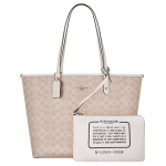Coach City 33 Kahepoolne Klassikalise Prindiga PVC Kandekott Naiste kandekotid Khaki CBQ38-IMXDM Basic Set (Bag+Dust Bag)