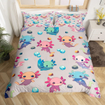 Karpaksu Axolotli pehme tekikate noortele poistele ja t&uuml;drukutele, Ookeani elustiku Axolotli voodipesukomplekt Twin King, Botaanilise soojendusteki kate koos padjap&uuml;&uuml;ri(de)ga 135*200cm Eu-Single