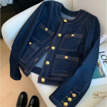 Denim jakid naistele Kevad N&ouml;&ouml;bid Vintage Chaquetas Korea Mood Sinine &Scaron;ikk Ropa De Mujer Jeans Bomber &Uuml;ler&otilde;ivad Top L tumesinine v&auml;rv