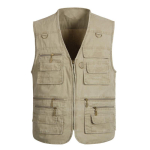 Meeste vest vabaaja jope kevade ja s&uuml;gise vaba stiiliga puuvillane mitme taskuga lukuga tuulekindel mantel, kraeta varrukateta jakk mehele, suurus L-10XL 8XL khaki