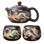 Teekann Hiina draakon Phoenix Auspicious Zisha Clay Gongfu teekeetja lahtise tee jaoks K&auml;sitsi valmistatud teekannud ainulaadse v&auml;rvimuutva toimega teega B