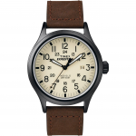 TIMEX Expedition Scout Metal T49963 Meeste k&auml;ekell Kreemikas sihver Pruun nahkrihm 40mm INDIGLO