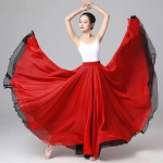 Klassikaline Tantsuseelik 720 Kraadi Kahekihiline Tencel Voolav Suur Seelik Treeningriided Esitlusriided T&uuml;llseelik 80cm red