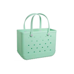 35.5*31.5*14.5cm (mint green) Rubber Bag Bogg Style Hole Waterproof Durable Oversize Silicone Beach Tote white