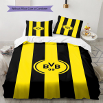 Borussia Dortmundi Muster Voodipesukomplekt Tekikate Padjap&uuml;&uuml;r Kodukaunistus Kingitus (1 * tekikott + 2 * padjap&uuml;&uuml;ri, ilma s&uuml;damikuta) 135x200cm