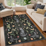 Boho Kassi ja Linnu Mustriga Elutoa Vaip Etnilise Stiiliga Loomade ja Lillede Ala Vaip Pehme Libisemisvastane P&otilde;randamatt Moodne Kodu Dekoreerimise Vaip 80x120cm gray