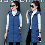 Mood Uus s&uuml;gistalvine pikk puuvillane vest naiste jope Korea kapuutsiga varrukateta mantel Femme &otilde;huke soe naiste vest Uus M