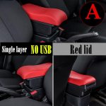 Peugeot 207 k&auml;etoe karbi siseosade jaoks spetsiaalne j&auml;relturu osa Auto k&auml;etoe keskmine hoiukarp USB LED-valgustiga A2 style Red lid