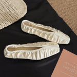 Naiste plisseeritud mokassiinid balletikingad naiste Mary Jane kingad suvised mugavad k&auml;imiskingad naiste tossud trend uued Zapatillas De Mujer 35 beež