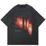 Streetwear Leekidega Graafiline Unisex T-s&auml;rk Puuvill Pestud Must T-s&auml;rk Unisex &Uuml;laosad Suvine L&uuml;hikeste Varrukatega T-s&auml;rk S mitmev&auml;rviline