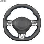 Volkswagen Golf 6 GTI MK6 VW Polo GTI Scirocco R Passat CC R-Line 2010 Automaatse rooliratta kate Must kunstnahk Black Thread gray