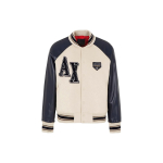 Armani Exchange Kirjaliku Plaastri Sisestusega &Otilde;lalt Pikkade Varrukatega Baseball-Krae Jakk Meeste Jakid Helepruun 6RZB21-ZNIKZ-149AJ S white