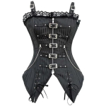 Seksikas Naiste gooti korsett Bustier Triibuline T&otilde;mblukuga Pandlaga Steampunk &Uuml;le rinna korsett vest Punk Rock stiilis riided XS must