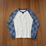 DRIPX S&uuml;gisene Uus Ruuduline Patchwork Vahvelkangas T-s&auml;rk Raglaanvarrukate ja &Uuml;mmarguse Kaelusega L&otilde;tv Retro Unisex M gray