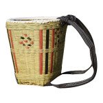 K&auml;sitsi kootud bambusest seljakott-korv ostlemiseks, rekvisiidiks v&otilde;i fotograafiaks Bamboo woven red flower diameter 39 height 38