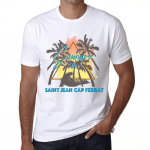 Meeste vintage T-s&auml;rk Graafiline T-s&auml;rk suvekolmnurk Saint Jean Cap Ferrat White XS valge