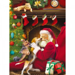 Teemantmaaling J&otilde;uluvana ja koer Teemanttikandid Ristpistes T&auml;iskivist maastik Kodukaunistus 20X30CM