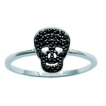 Bague Argent 'T&ecirc;te de Mort' noir argent&eacute; (rhodi&eacute;) - 8x10 mm 52 must