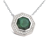 Les Tr&eacute;sors De Lily [L4602] - h&otilde;bedane kaelakee  Sissi  roheline valge (roodiumiga kaetud) - 16x16 mm roheline