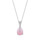 Les Tr&eacute;sors De Lily [P0639] - H&otilde;bedane kaelakee  Princess Opal  opalestseeruv roosa h&otilde;bevalge (roodiumiga kaetud) - 45 cm 25x11 mm h&otilde;be