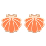 Les Tr&eacute;sors De Lily [Q2457] - Boucles cr&eacute;ateur acier 'Coquillage Saint Jacques' orange dor&eacute; - 15x14 mm oranž